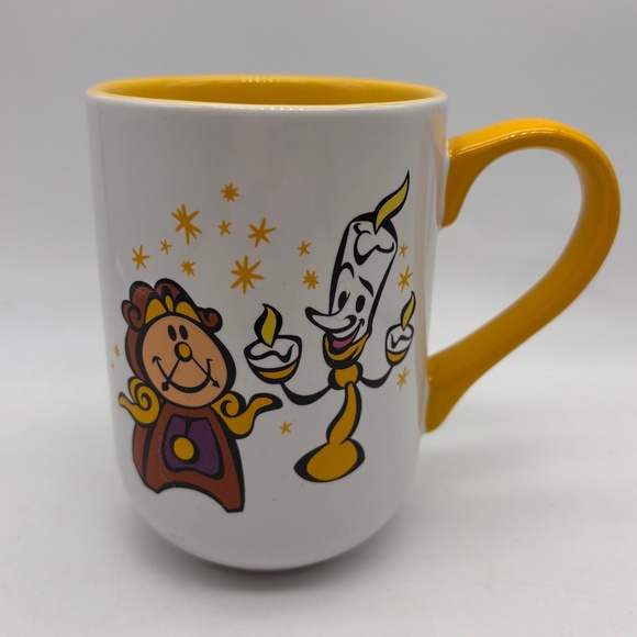 Disney Beauty and the Beast Lumiere and Cogsworth Cartoon Coffee Mug - Picture 1 of 13